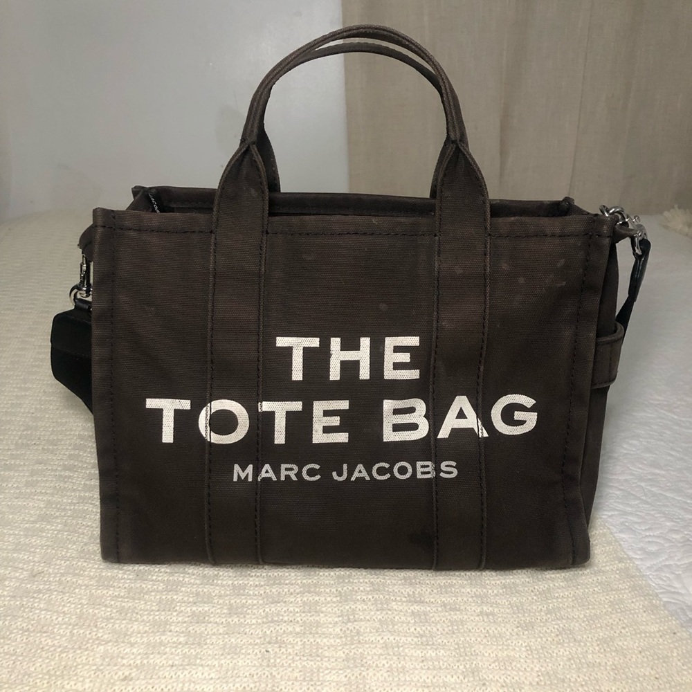 MARC JACOBS Black Denim The Tote Bag With Crossbody Strap Medium